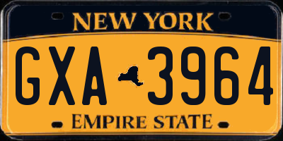 NY license plate GXA3964