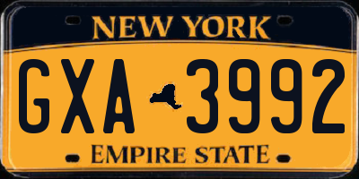 NY license plate GXA3992