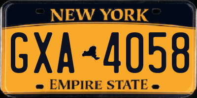 NY license plate GXA4058