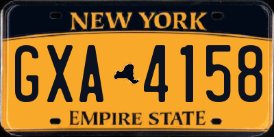 NY license plate GXA4158