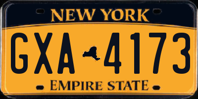 NY license plate GXA4173