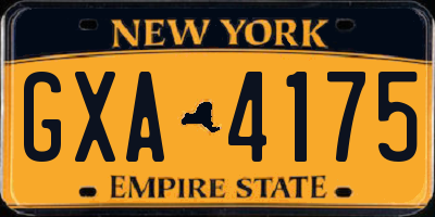 NY license plate GXA4175