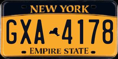 NY license plate GXA4178