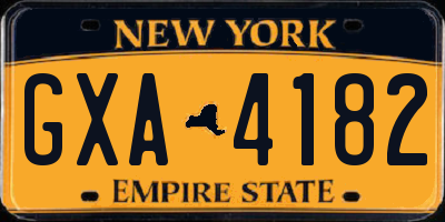 NY license plate GXA4182