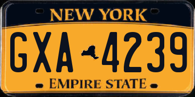 NY license plate GXA4239