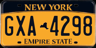 NY license plate GXA4298