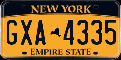 NY license plate GXA4335