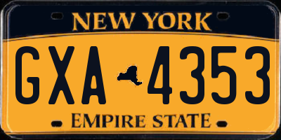 NY license plate GXA4353