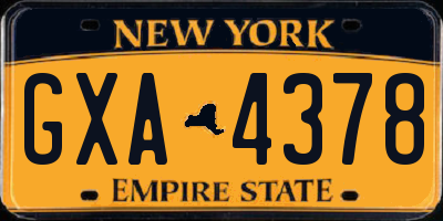 NY license plate GXA4378