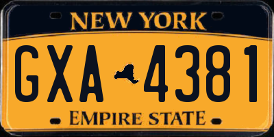 NY license plate GXA4381