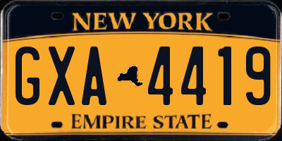NY license plate GXA4419