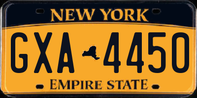 NY license plate GXA4450