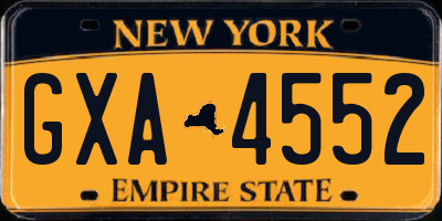 NY license plate GXA4552