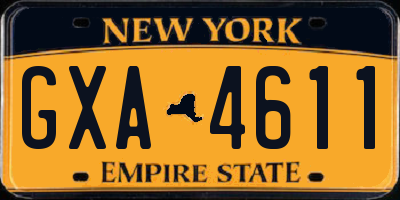NY license plate GXA4611