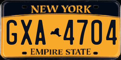 NY license plate GXA4704