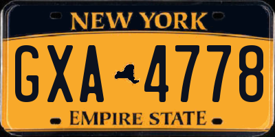 NY license plate GXA4778