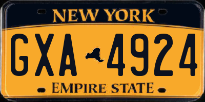 NY license plate GXA4924
