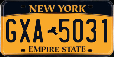 NY license plate GXA5031