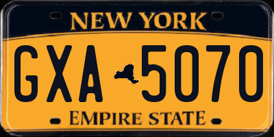NY license plate GXA5070
