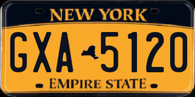 NY license plate GXA5120