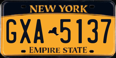 NY license plate GXA5137