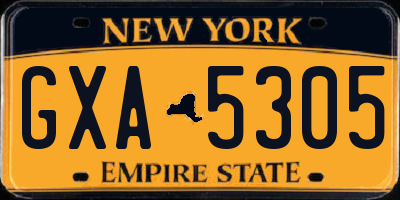 NY license plate GXA5305