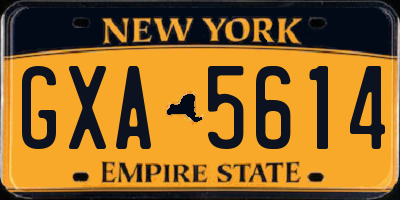 NY license plate GXA5614