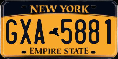 NY license plate GXA5881