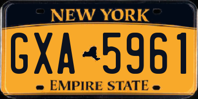 NY license plate GXA5961