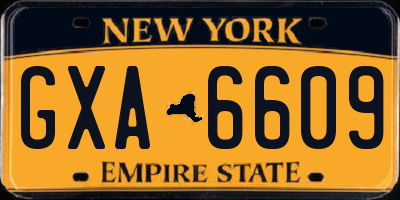 NY license plate GXA6609