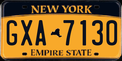 NY license plate GXA7130
