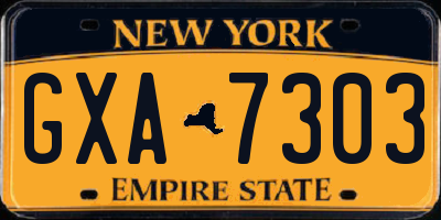 NY license plate GXA7303