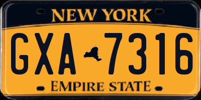 NY license plate GXA7316
