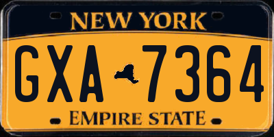 NY license plate GXA7364