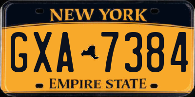 NY license plate GXA7384