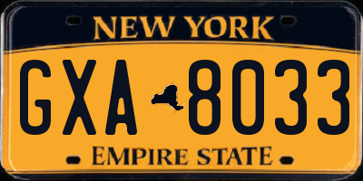 NY license plate GXA8033