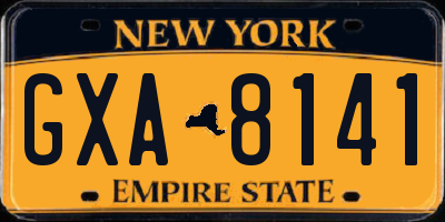 NY license plate GXA8141