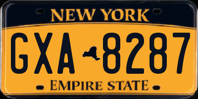 NY license plate GXA8287