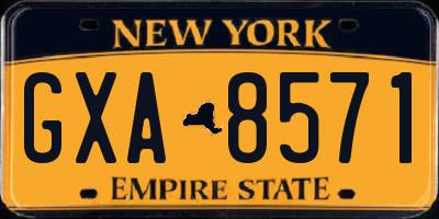 NY license plate GXA8571
