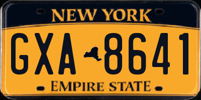 NY license plate GXA8641