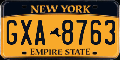 NY license plate GXA8763