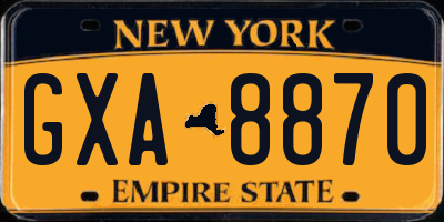 NY license plate GXA8870