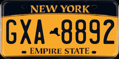 NY license plate GXA8892