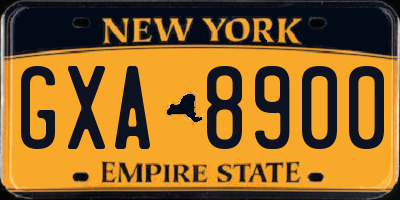 NY license plate GXA8900