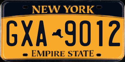NY license plate GXA9012