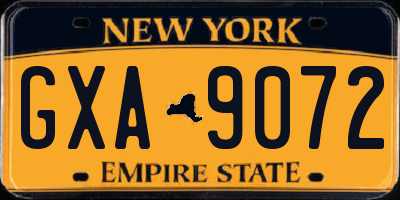 NY license plate GXA9072