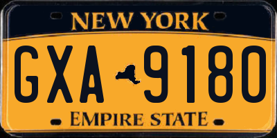 NY license plate GXA9180