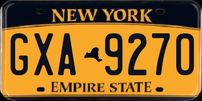 NY license plate GXA9270