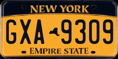 NY license plate GXA9309
