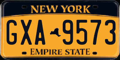 NY license plate GXA9573